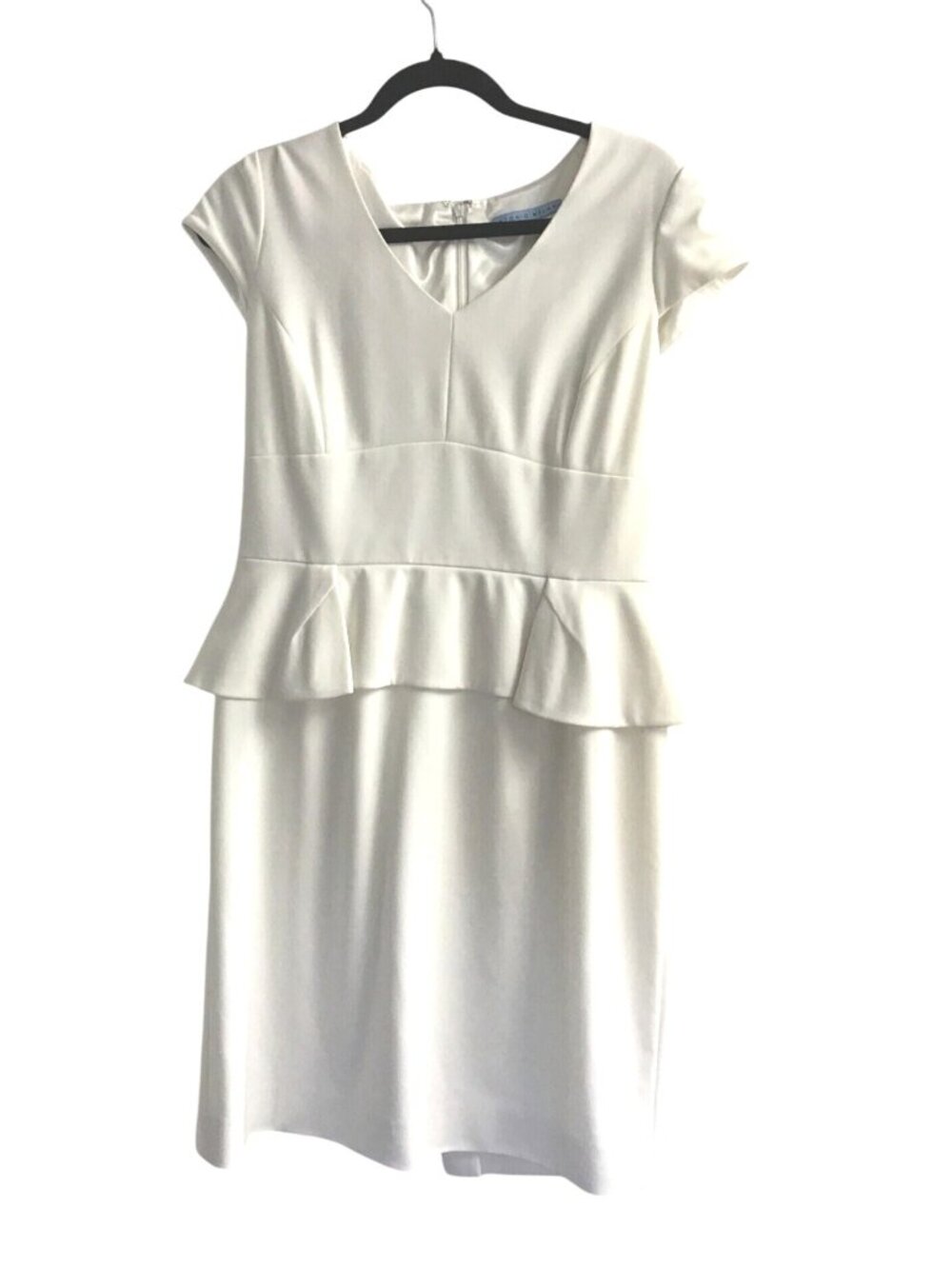 ANTONIO MELANI- WOMENS WHITE MIDI V-NECK ZIP-UP CLOSURE DRESS SIZE 10